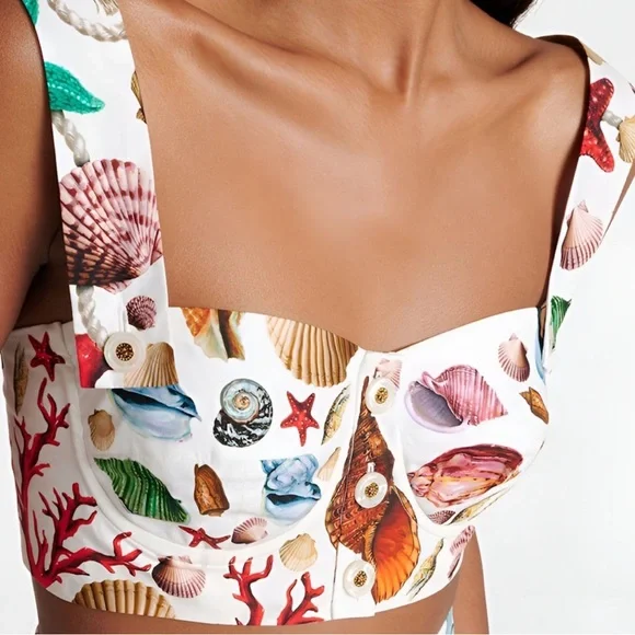 COMMENSE Shell Print Crop Top Skirt Set - Picture 5 of 13